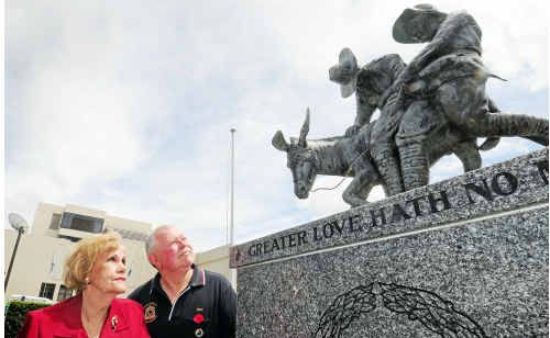 LEST WE FORGET: Trudy Miosge and Mick Farrell remember the fallen from all wars at the Coffs Harbour Cenotaph prior to Remembrance Day tomorrow. LEST WE FORGET: Trudy Miosge and Mick Farrell remember the fallen from all wars at the Coffs Harbour Cenotaph prior to Remembrance Day tomorrow.